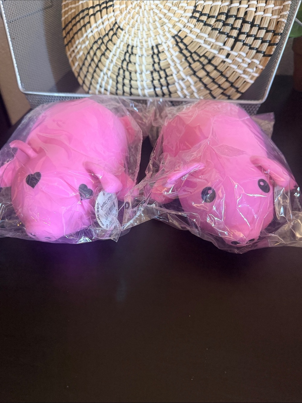 Pink Pig Plush Pair - (1)Cute Heart-Eye Design & (1) Circle eye .. 2pack ..